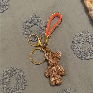 Gold and Pink Bear Keychain